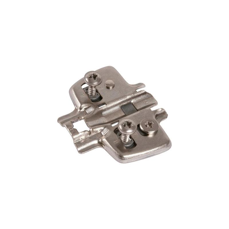 Hettich Cross mounting plate with direct height adjustment, Nickel plated